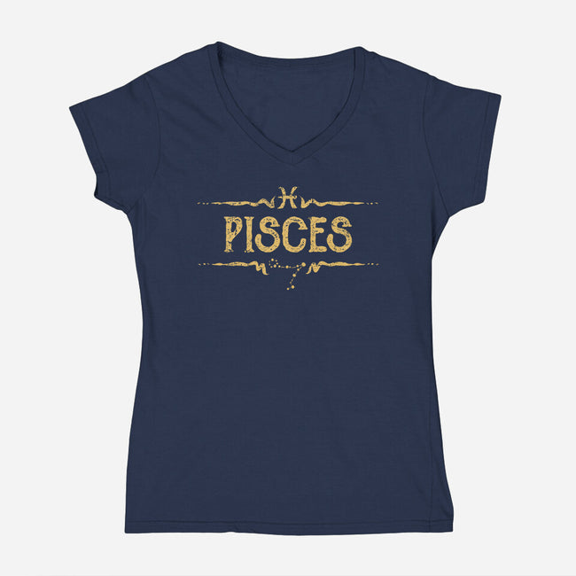 Vintage Pisces-Womens-V-Neck-Tee-kg07