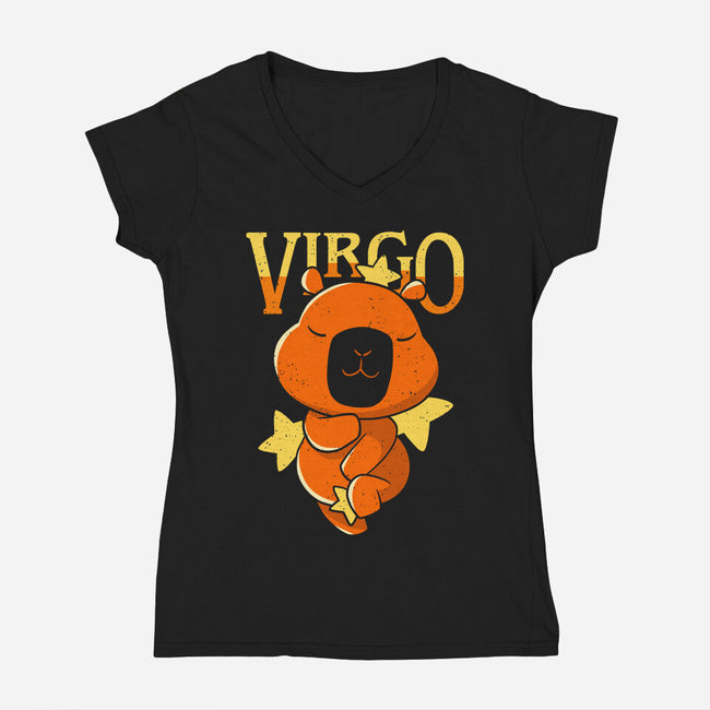 Capybara Virgo-Womens-V-Neck-Tee-mmandy