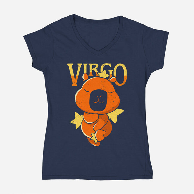 Capybara Virgo-Womens-V-Neck-Tee-mmandy