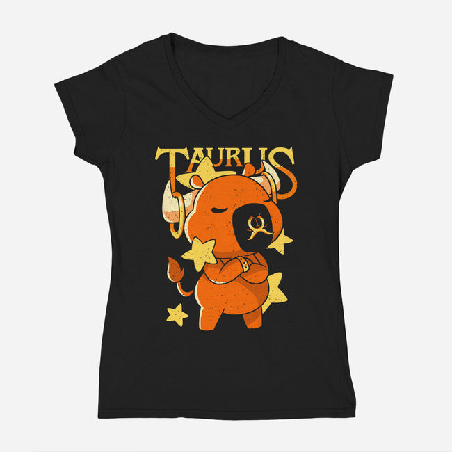 Capybara Taurus-Womens-V-Neck-Tee-mmandy