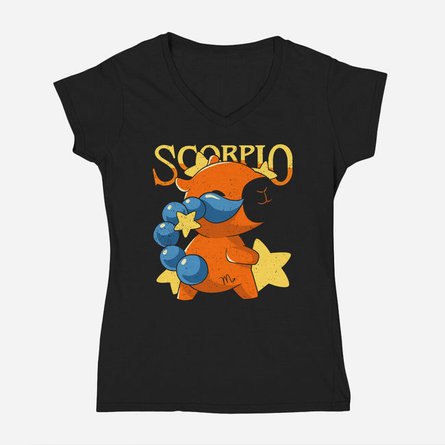 Capybara Scorpio-Womens-V-Neck-Tee-mmandy