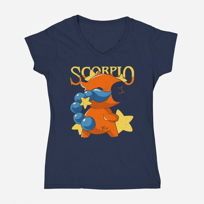 Capybara Scorpio-Womens-V-Neck-Tee-mmandy