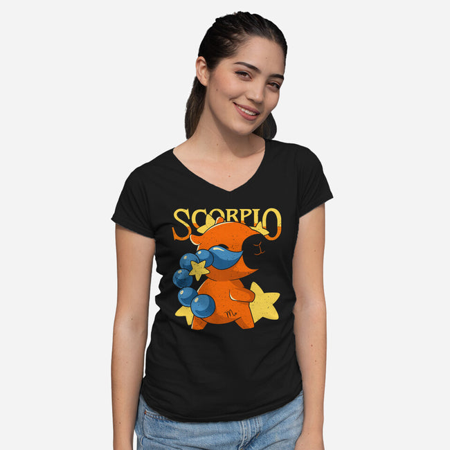Capybara Scorpio-Womens-V-Neck-Tee-mmandy