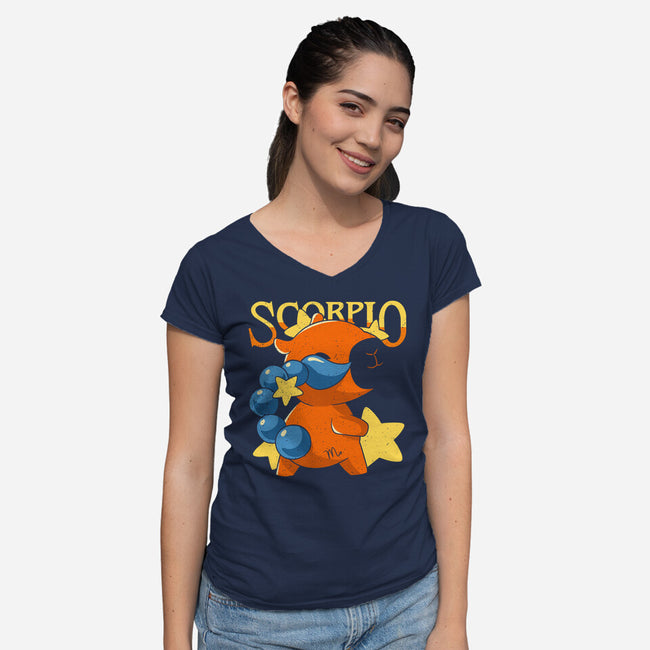 Capybara Scorpio-Womens-V-Neck-Tee-mmandy