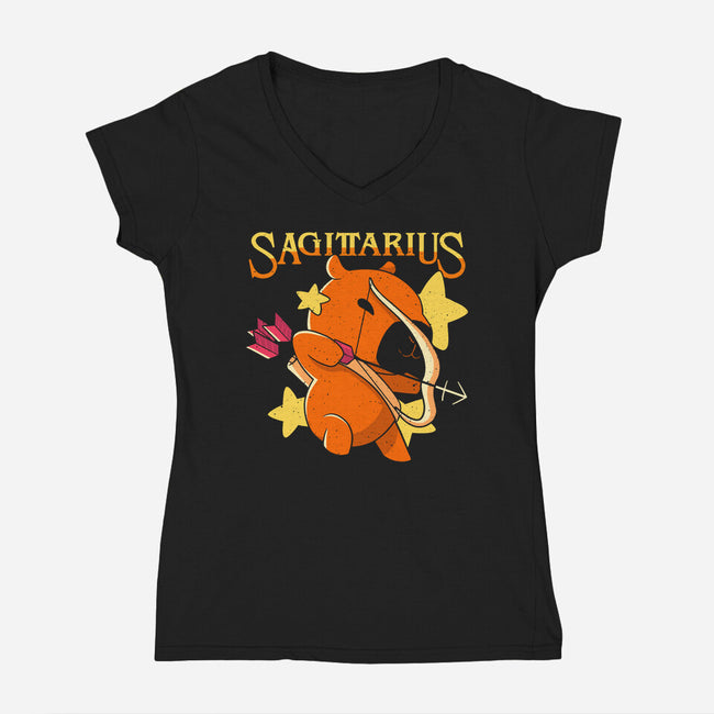 Capybara Sagittarius-Womens-V-Neck-Tee-mmandy