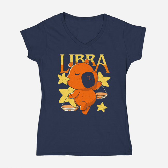 Capybara Libra-Womens-V-Neck-Tee-mmandy