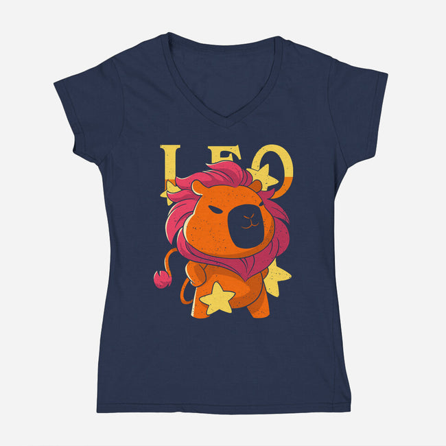 Capybara Leo-Womens-V-Neck-Tee-mmandy