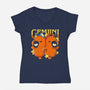 Capybara Gemini-Womens-V-Neck-Tee-mmandy