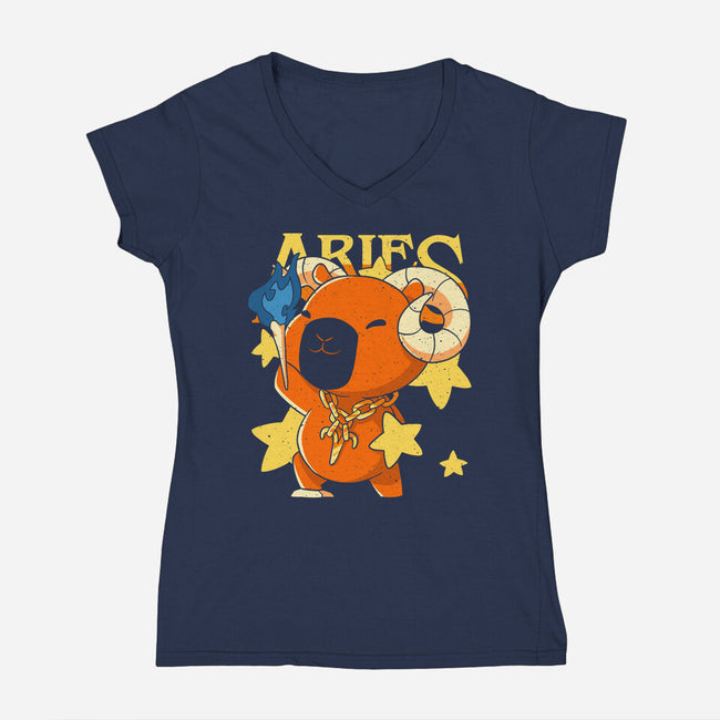 Capybara Aries-Womens-V-Neck-Tee-mmandy