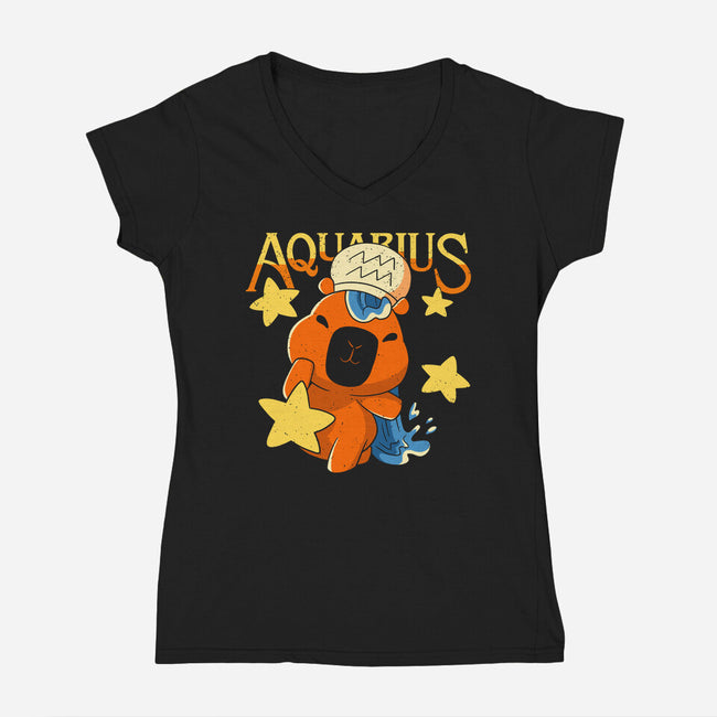 Capybara Aquarius-Womens-V-Neck-Tee-mmandy