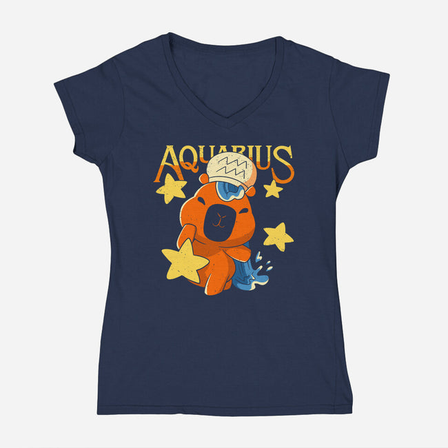 Capybara Aquarius-Womens-V-Neck-Tee-mmandy