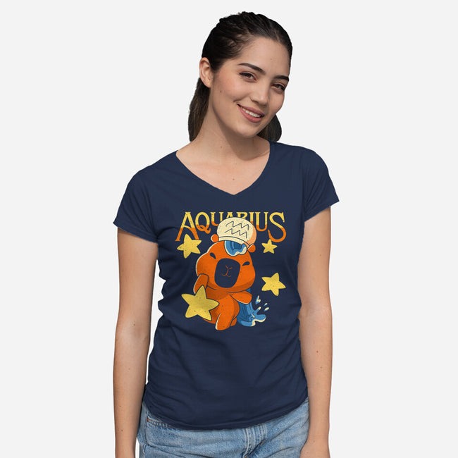 Capybara Aquarius-Womens-V-Neck-Tee-mmandy