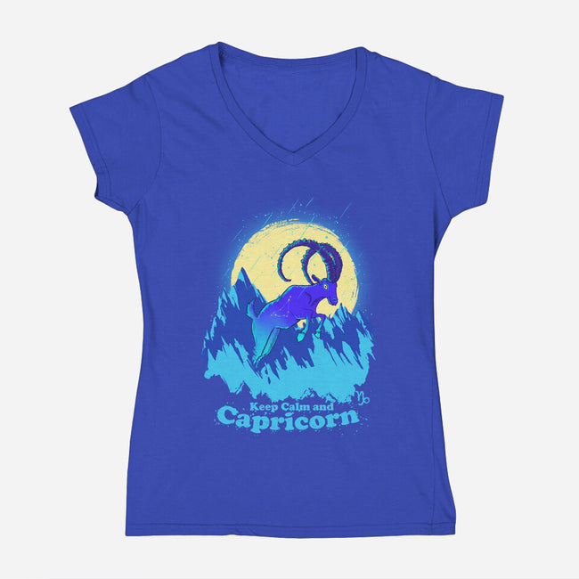Keep Calm And Capricorn-Womens-V-Neck-Tee-Ionfox