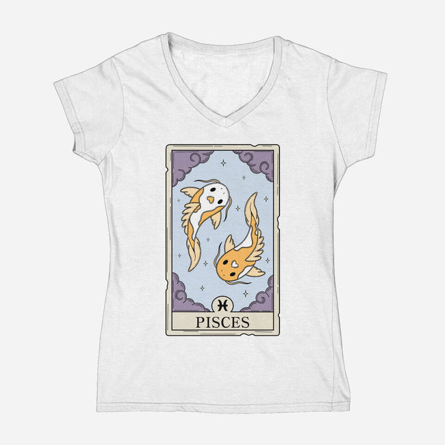 Pisces Card-Womens-V-Neck-Tee-Maria