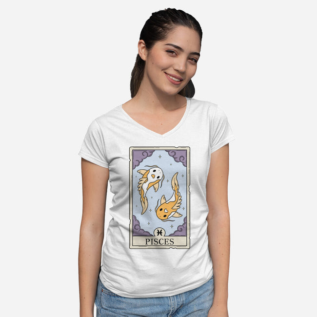 Pisces Card-Womens-V-Neck-Tee-Maria