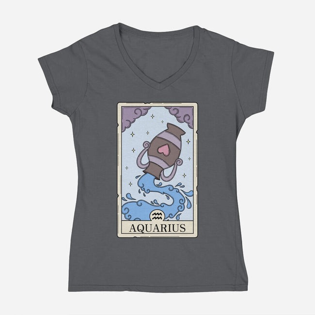 Aquarius Card-Womens-V-Neck-Tee-Maria