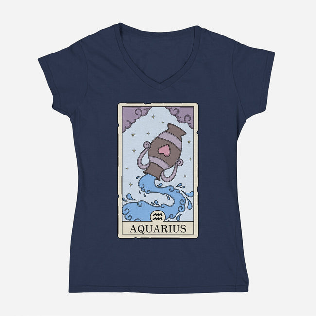 Aquarius Card-Womens-V-Neck-Tee-Maria