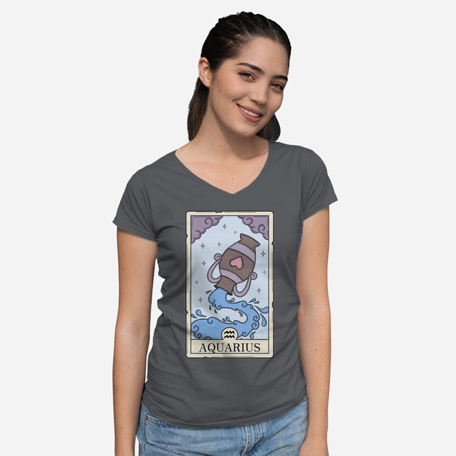 Aquarius Card-Womens-V-Neck-Tee-Maria