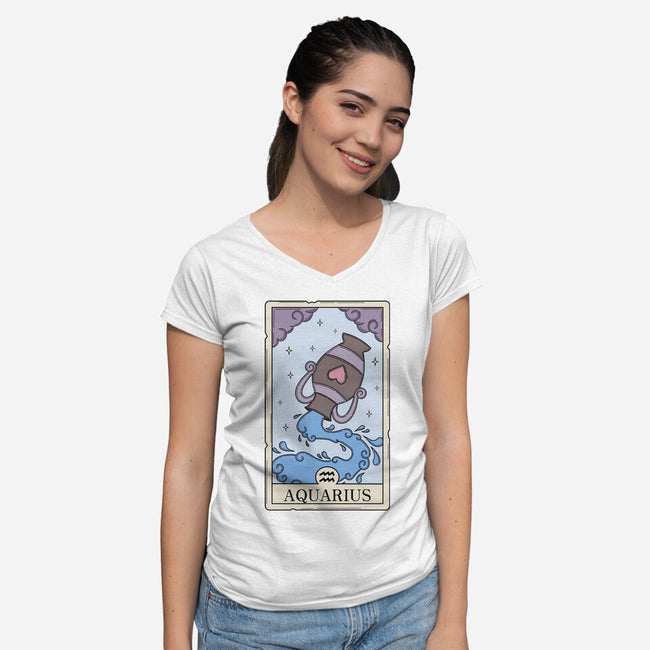 Aquarius Card-Womens-V-Neck-Tee-Maria