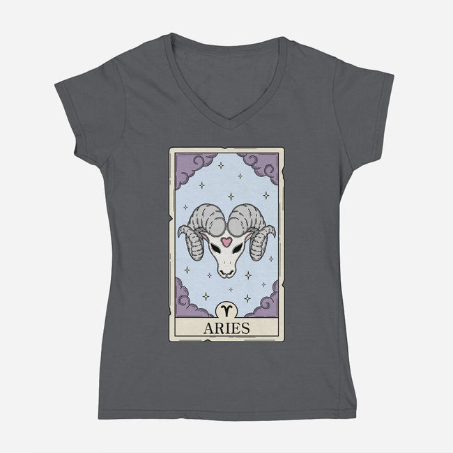 Aries Card-Womens-V-Neck-Tee-Maria