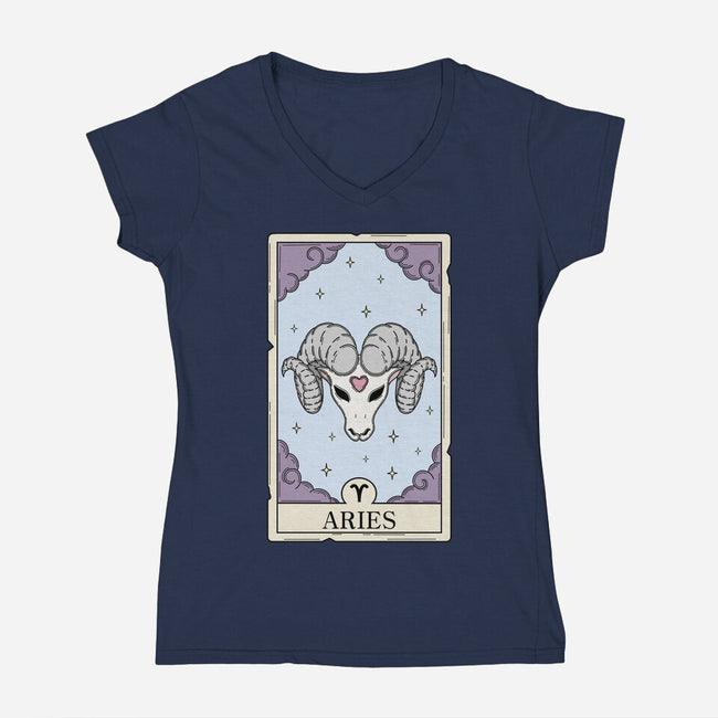 Aries Card-Womens-V-Neck-Tee-Maria