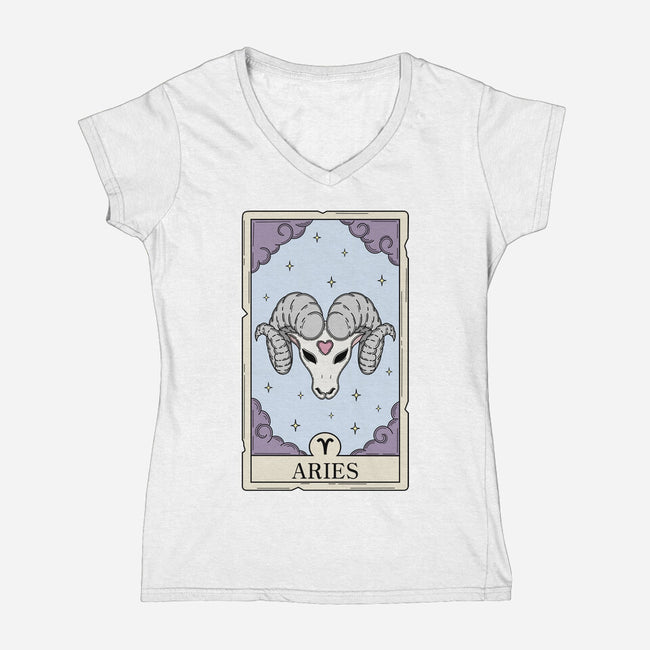 Aries Card-Womens-V-Neck-Tee-Maria