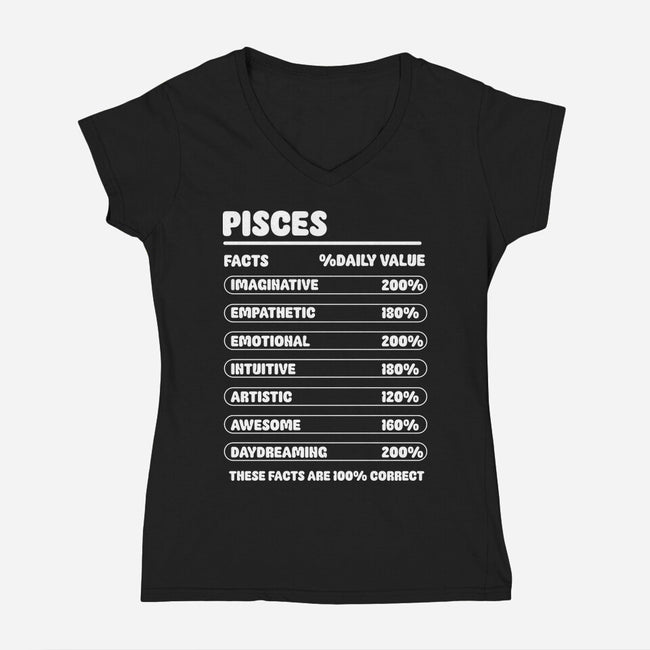 Pisces Facts Chart-Womens-V-Neck-Tee-MaxoArt