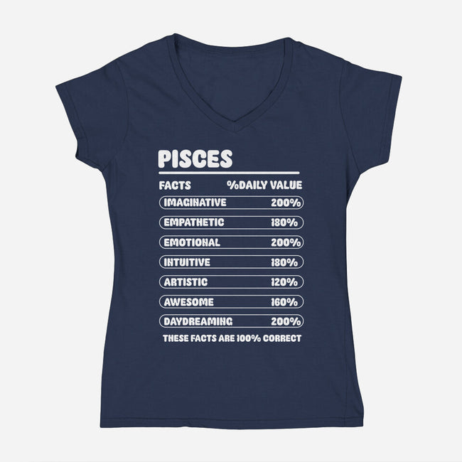 Pisces Facts Chart-Womens-V-Neck-Tee-MaxoArt