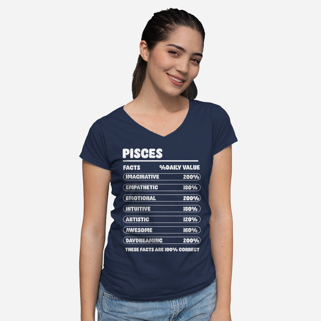 Pisces Facts Chart-Womens-V-Neck-Tee-MaxoArt