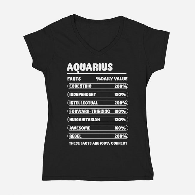 Aquarius Facts Chart-Womens-V-Neck-Tee-MaxoArt