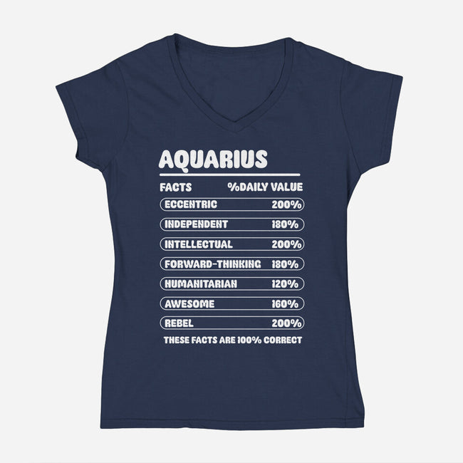 Aquarius Facts Chart-Womens-V-Neck-Tee-MaxoArt