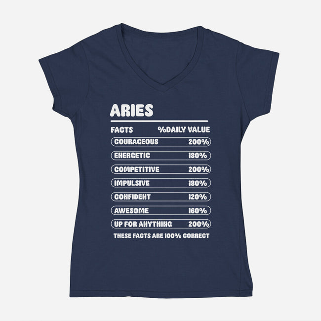 Aries Facts Chart-Womens-V-Neck-Tee-MaxoArt