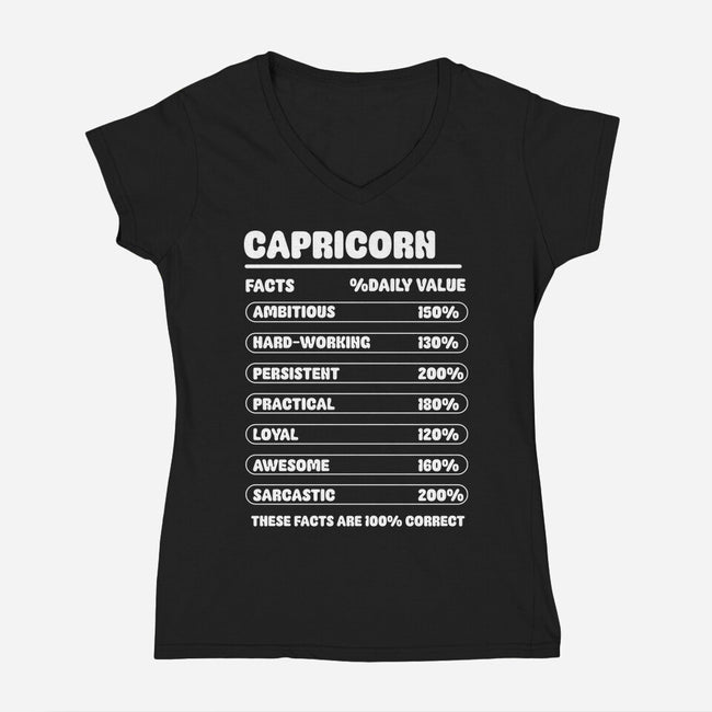 Capricorn Facts Chart-Womens-V-Neck-Tee-MaxoArt