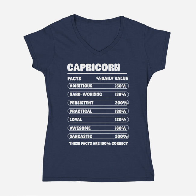 Capricorn Facts Chart-Womens-V-Neck-Tee-MaxoArt
