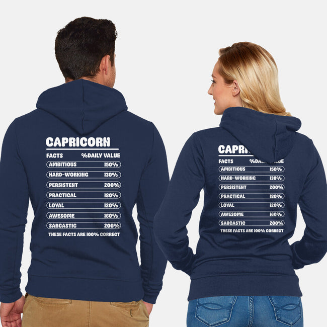 Capricorn Facts Chart-Unisex-Zip-Up-Sweatshirt-MaxoArt