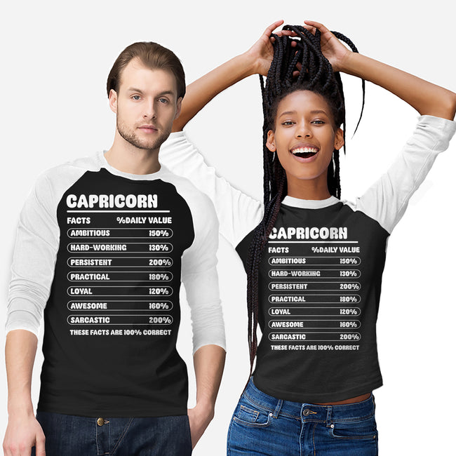 Capricorn Facts Chart-Unisex-Baseball-Tee-MaxoArt