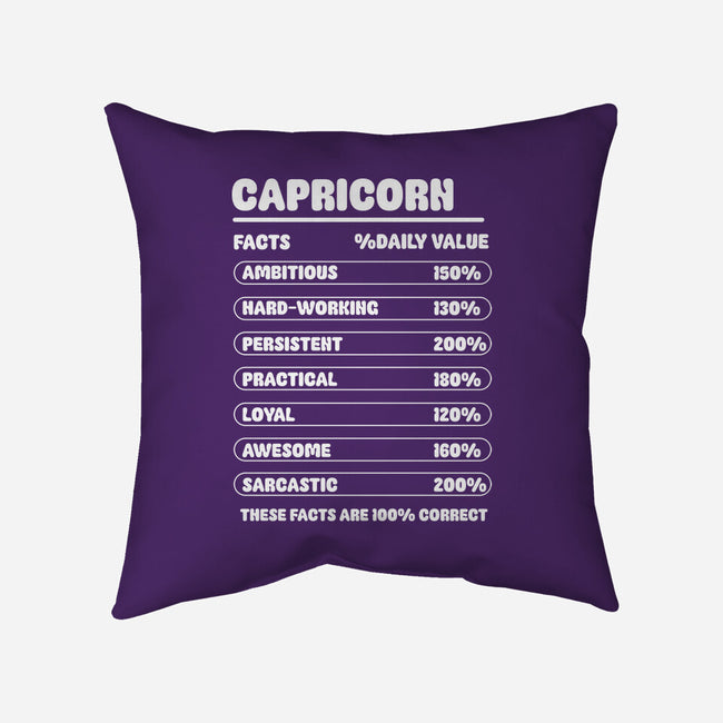 Capricorn Facts Chart-None-Removable Cover w Insert-Throw Pillow-MaxoArt