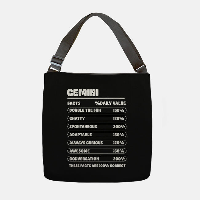 Gemini Facts Chart-None-Adjustable Tote-Bag-MaxoArt