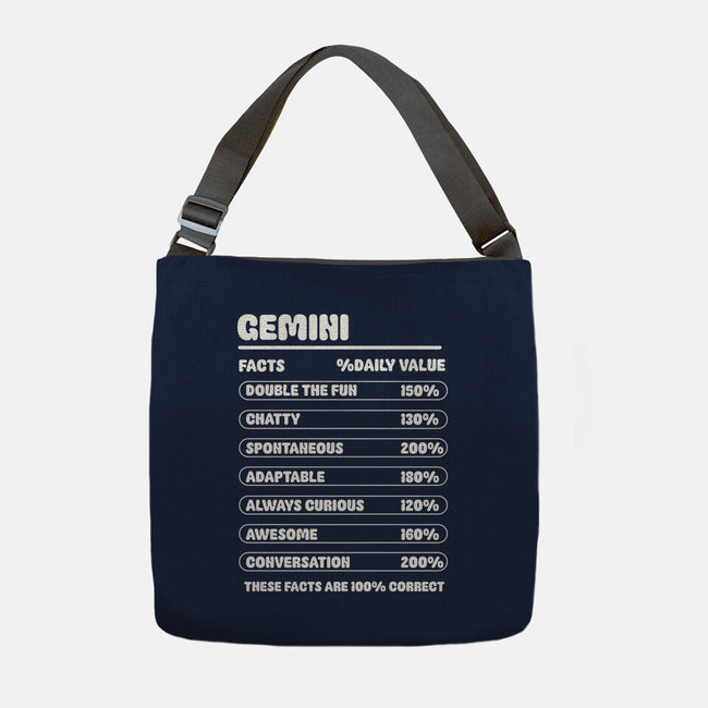 Gemini Facts Chart-None-Adjustable Tote-Bag-MaxoArt