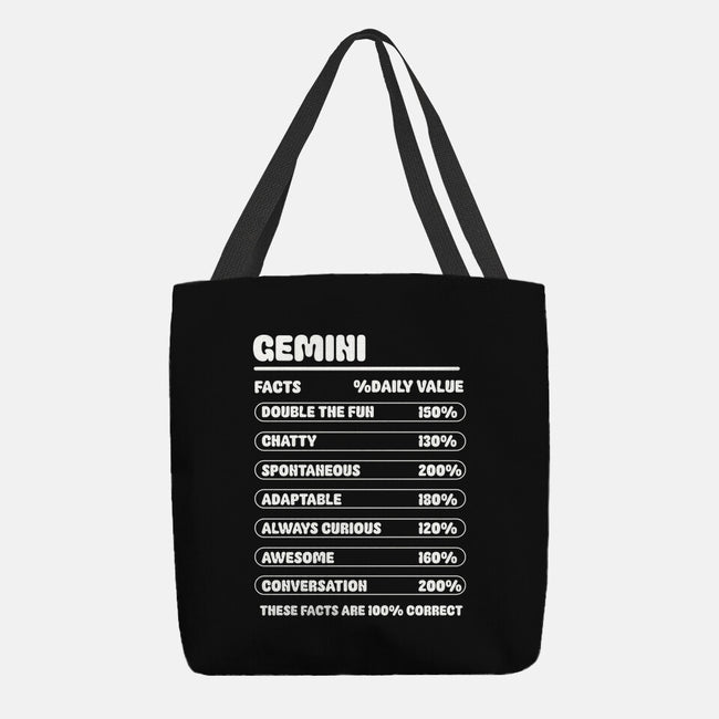 Gemini Facts Chart-None-Basic Tote-Bag-MaxoArt