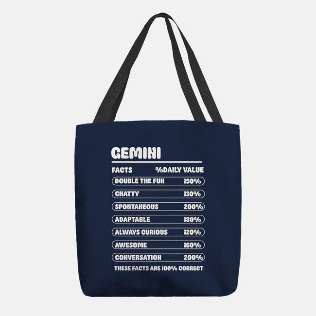Gemini Facts Chart-None-Basic Tote-Bag-MaxoArt