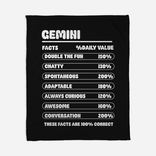 Gemini Facts Chart-None-Fleece-Blanket-MaxoArt