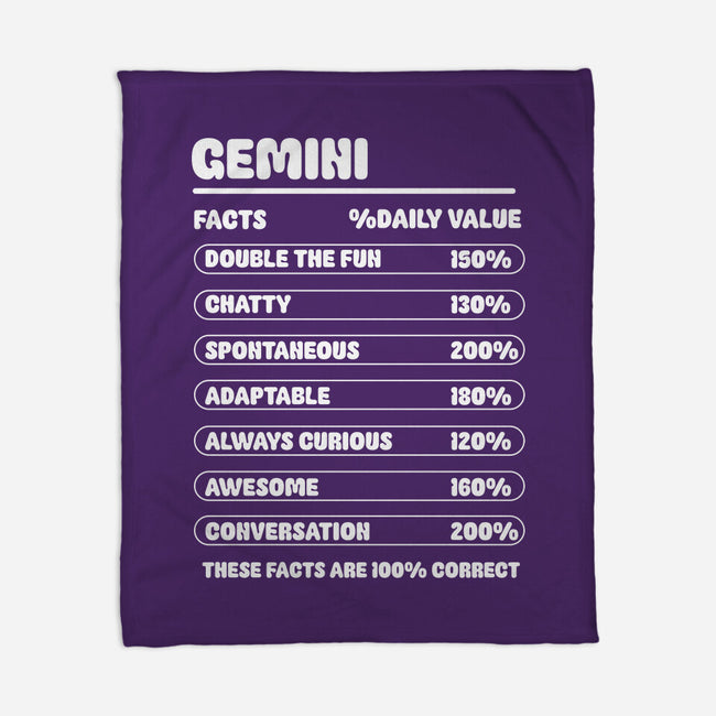 Gemini Facts Chart-None-Fleece-Blanket-MaxoArt