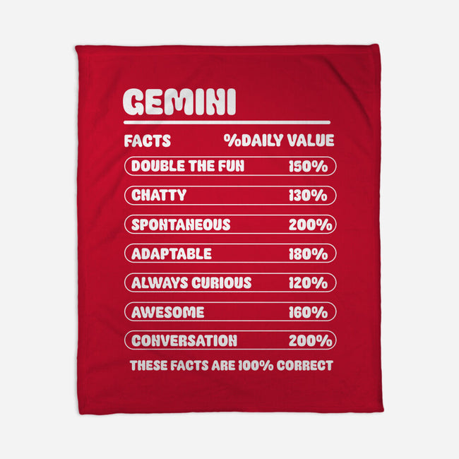 Gemini Facts Chart-None-Fleece-Blanket-MaxoArt
