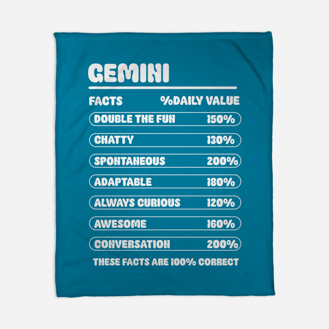 Gemini Facts Chart-None-Fleece-Blanket-MaxoArt