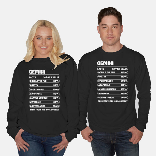 Gemini Facts Chart-Unisex-Crew Neck-Sweatshirt-MaxoArt