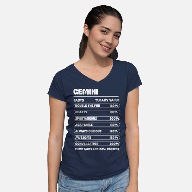 Gemini Facts Chart-Womens-V-Neck-Tee-MaxoArt