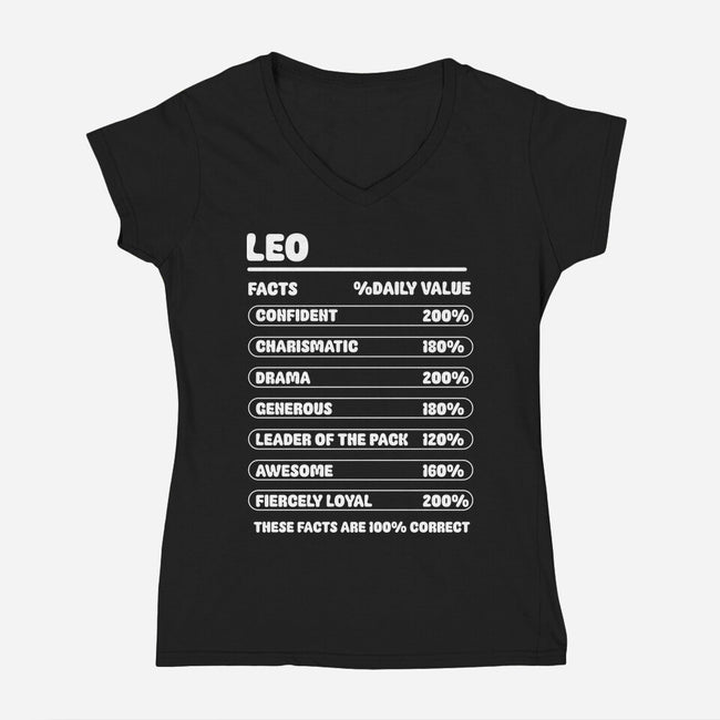 Leo Facts Chart-Womens-V-Neck-Tee-MaxoArt