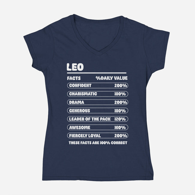 Leo Facts Chart-Womens-V-Neck-Tee-MaxoArt