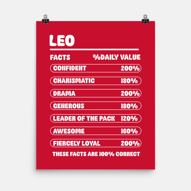 Leo Facts Chart-None-Matte-Poster-MaxoArt